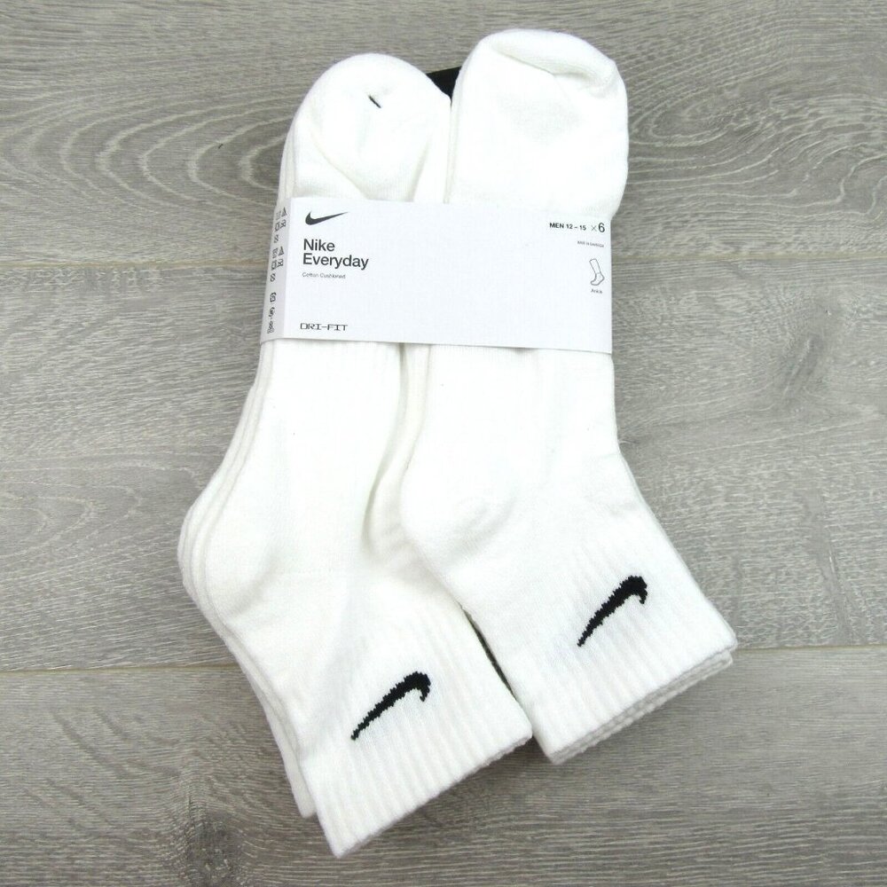 Nike Everyday Ankle Socks 6 Pack Men's Size XL 12-15 White NEW - Picture 2 of 10